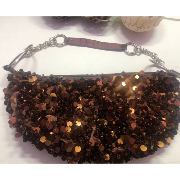 Vintage sequin brown handbag - Picture 2 of 6
